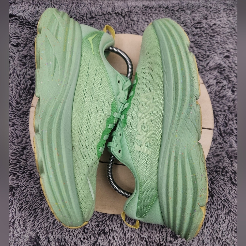 Hoka One One Bondi 8 Lime Glow Running Shoes Women's Size 9.5 - Picture 6 of 9